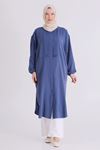 Büyük Beden Tesettür Tunik 2356 İndigo