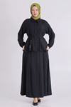Büyük Beden Tesettür Etekli Takım 3801 Siyah