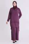 Büyük Beden Tesettür Pantolonlu Takım 3556 Vişne