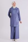 Büyük Beden Tesettür Pantolonlu Takım 35143 Morcivert