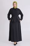 Büyük Beden Tesettür Etekli Takım 3801 Siyah