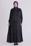 Büyük Beden Tesettür Etekli Takım 38002 Siyah