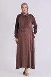 Büyük Beden Tesettür Taşlı Ferace 28080 Kahve