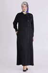 Büyük Beden Tesettür Taşlı Ferace 28080 Siyah