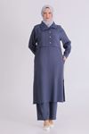 Büyük Beden Tesettür Pantolonlu Takım 3560 Duman Mavi