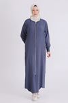 Büyük Beden Tesettür Ferace 2829 Duman Mavi
